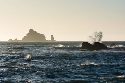 Scenic view of sea against clear sky