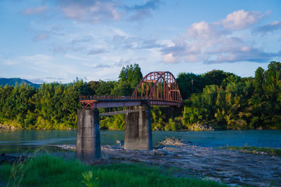 Bridge over river against sky