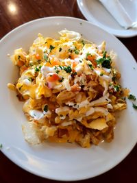 High angle view of meal served in plate