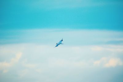 Low angle view of airplane flying in sky