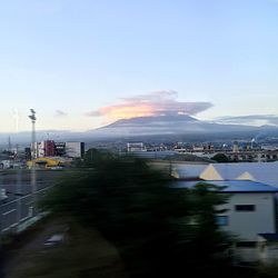 View of buildings at sunset