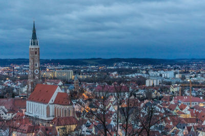 High angle view of townscape against sky