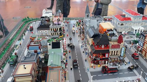 High angle view of traffic on road in city