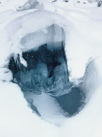 High angle view of frozen sea
