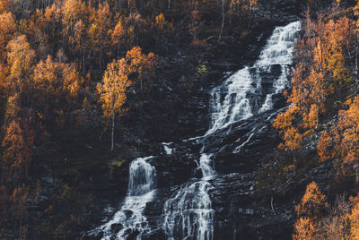 Waterfall in autumn scenery, norway