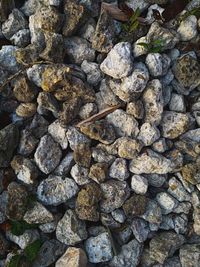 High angle view of stones