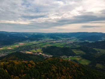 Aerial view of landscape against sky