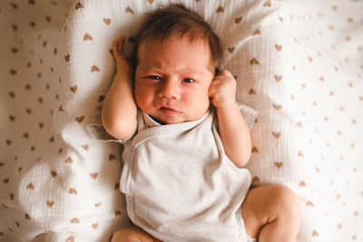 High angle view of cute baby girl