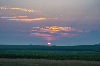 Scenic view of field against sky during sunset