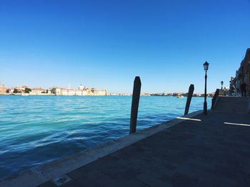 Venice skyline on a sunny day, giudecca island and canal, zattere and perspectives