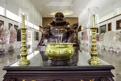 Statue of buddha in building