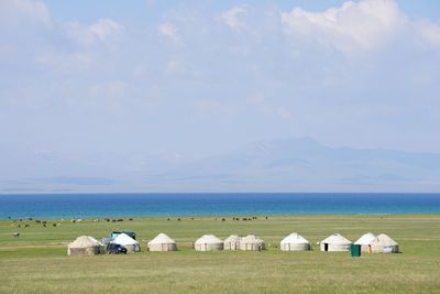 Nomadic culture in kyrgyzstan.
yurt on the side of songkol