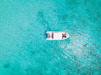 High angle view of boat in sea