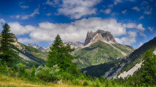 Scenic view of mountains against sky