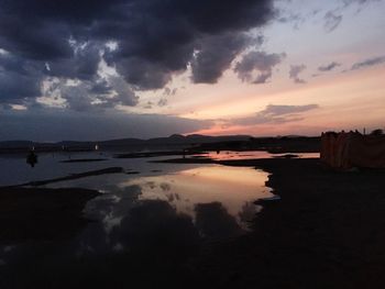 Scenic view of sea against dramatic sky