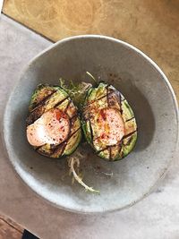 High angle view of food in plate