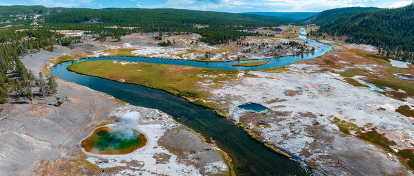 Upper geyser basin of yellowstone national park, wyoming, united states