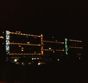 View of illuminated city at night