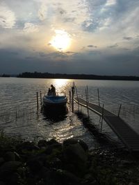 Scenic view of sea at sunset