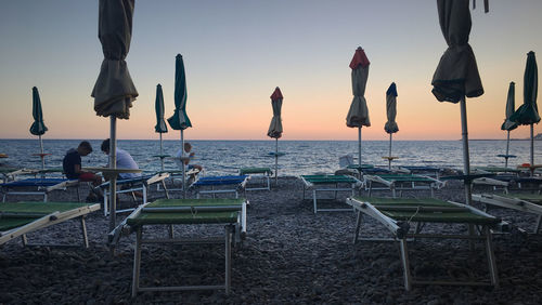 Scenic view of sea against clear sky