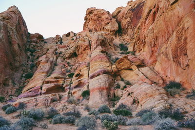 Low angle view of rock formations in valley of fire