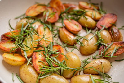 Close-up of potatoes in plate
