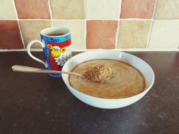 Coffee cup on table