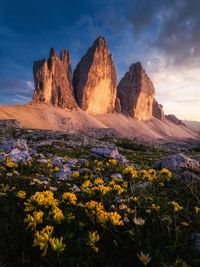 Scenic view of rocky mountains against sky