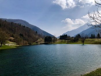 Scenic view of lake against sky