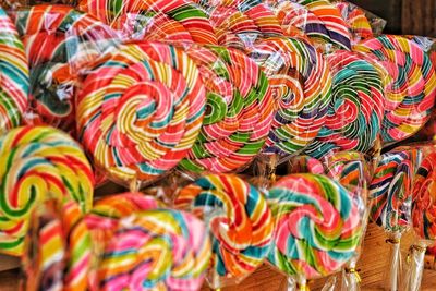 Full frame shot of colorful candies for sale in market