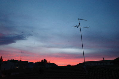 Low angle view of silhouette buildings against sky at sunset