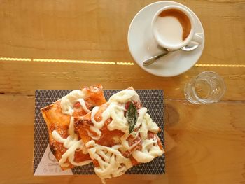 Close-up of breakfast served on table