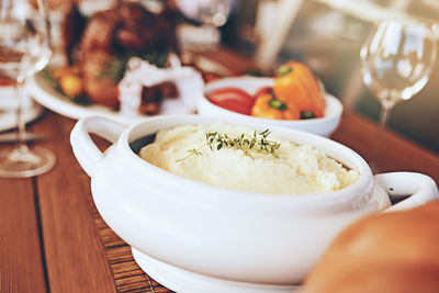 Close-up of food in bowl on table