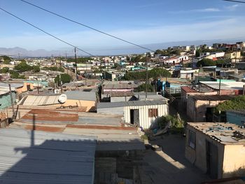 High angle view of townscape against sky