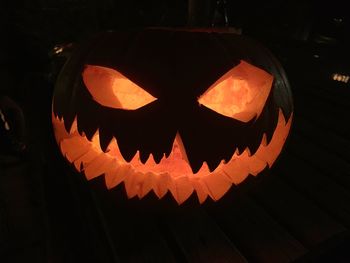 Close-up of illuminated lantern during halloween