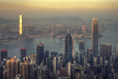 Aerial view of city buildings