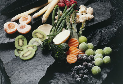 High angle view of fruits