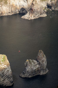 High angle view of kayakers in donegal bay