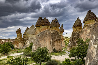 Low angle view of old ruins against sky