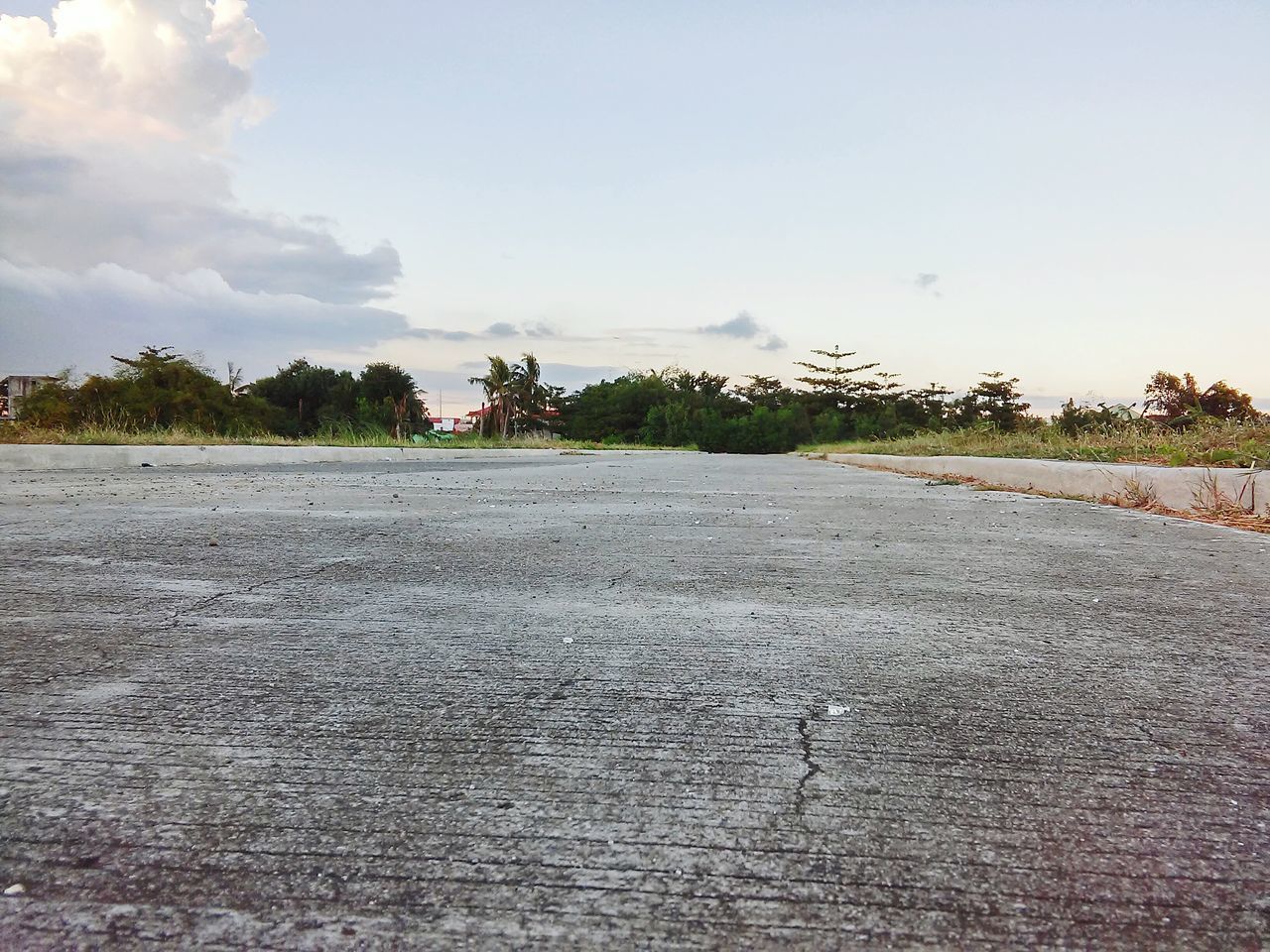 sky, tree, building exterior, built structure, architecture, house, palm tree, tranquil scene, sand, tranquility, cloud - sky, nature, landscape, day, cloud, outdoors, road, beach, no people, growth