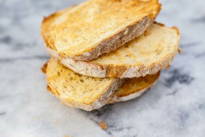 High angle view of bread