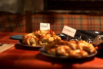 Close-up of food in plate on table