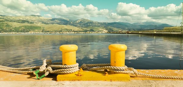 Scenic view of lake against sky