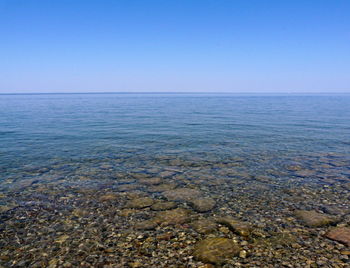 Scenic view of sea against clear sky