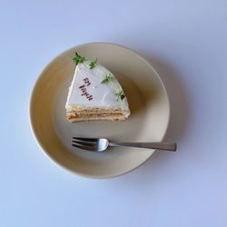 High angle view of dessert in plate