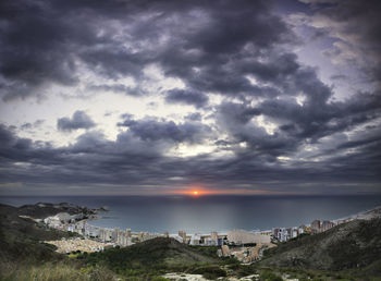 Scenic view of sea against cloudy sky