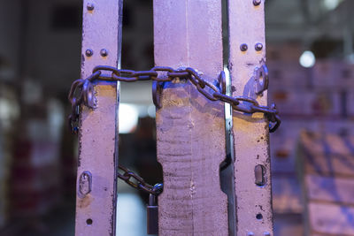 Close-up of rusty metal fence