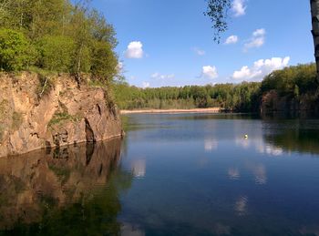 Scenic view of lake against sky