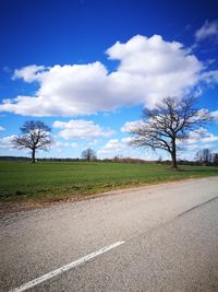 Scenic view of landscape against blue sky