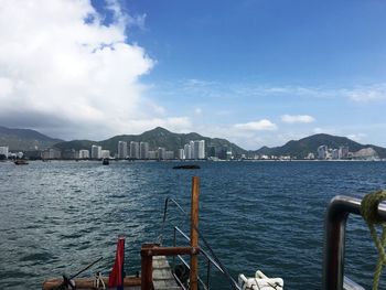 Scenic view of bay against sky